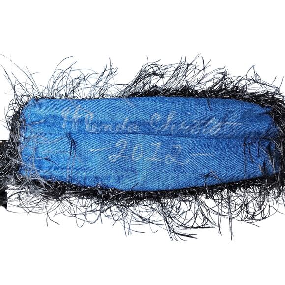 HANDMADE Black Fringe Floral Flower Pocketbook Handbag Purse NEW Signed GIFT - Picture 8 of 9